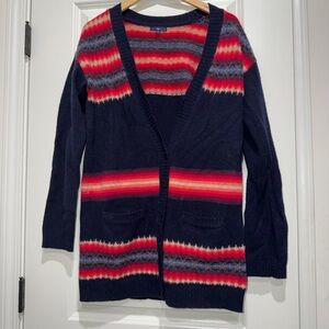 Gap‎ Wool Blend Women’s Button Down Sweater Cardigan Aztec Medium Navy & Red